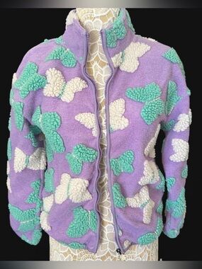Lucky Brand Lavender Puffer Jacket with Mint & Cream Butterfly Appliqués